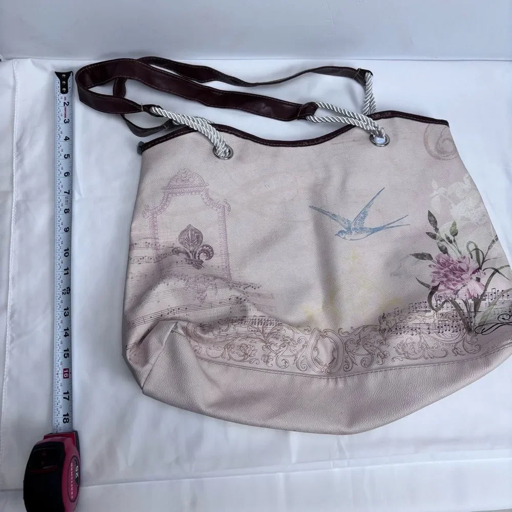 Floral Tote Bag - Cream and Pink. Excellent condition